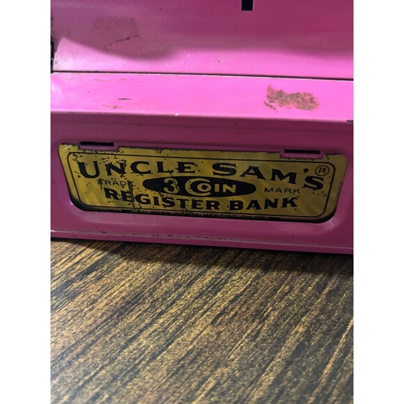 Vintage 1970’s Uncle Sam’s 3 Coin Register Bank Pink - Picture 2 of 4